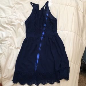 Blue fit and flare dress